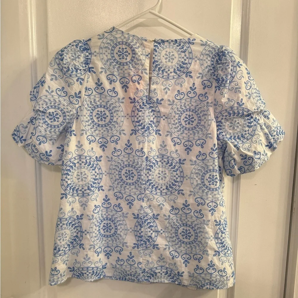 Lilly Pulitzer Lailah Short Sleeve Eyelet Boca Blue Beachside Daydream Small NWT
